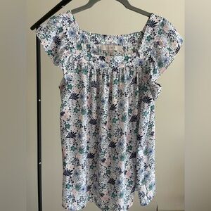 LOFT Multicolor Square neck Floral Top